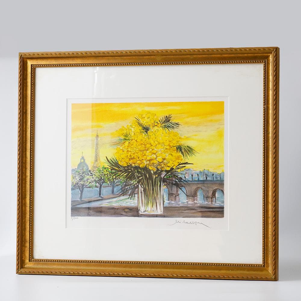 絵画 版画 ミッシェル・アンリ『黄色い花束』 リトグラフ 7/300 巨匠 パリ