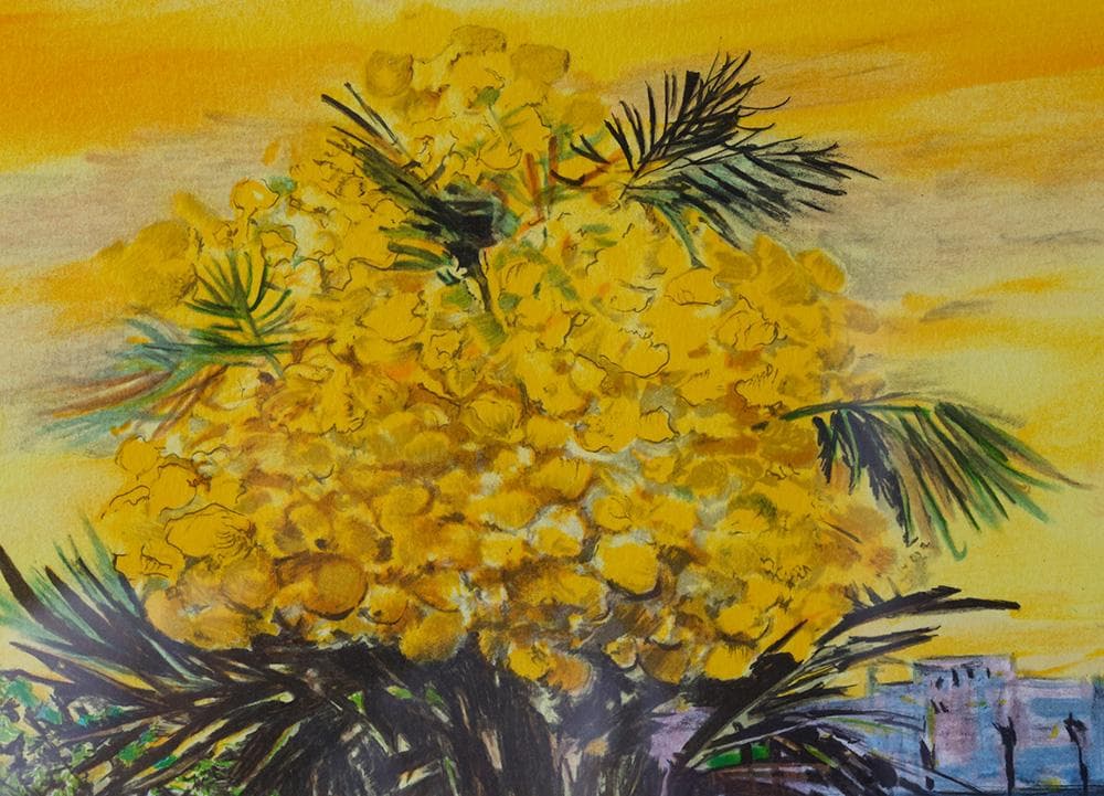 絵画 版画 ミッシェル・アンリ『黄色い花束』 リトグラフ 7/300 巨匠 パリ