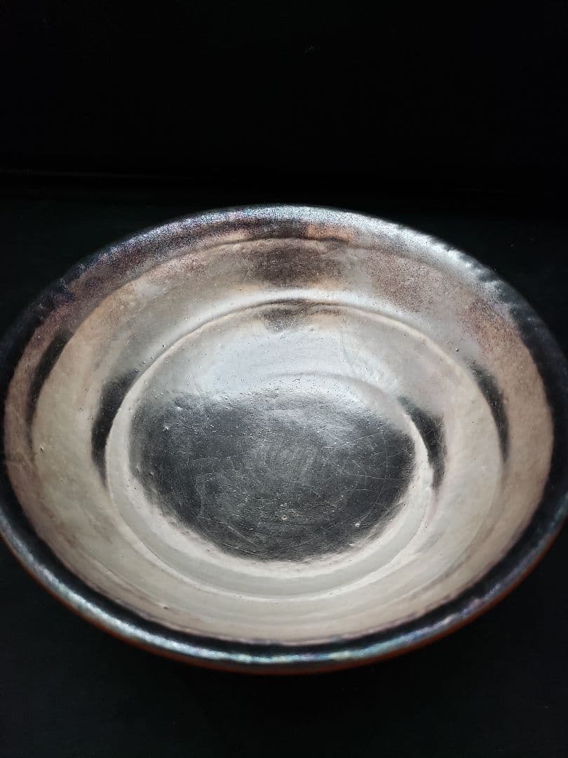 嶋台茶碗　松楽作　金色　銀色　茶碗