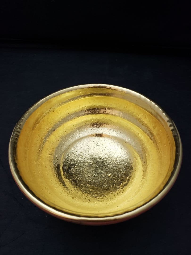 嶋台茶碗　松楽作　金色　銀色　茶碗