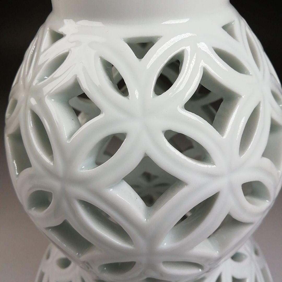 Ｔ９８８　杓立　『平戸白磁　七宝透』『瓢型　杓立』『横石嘉助 造』　共箱　茶道具