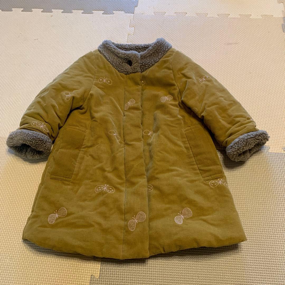 ミナペルホネン choucho 中綿 ボア襟 コート 90