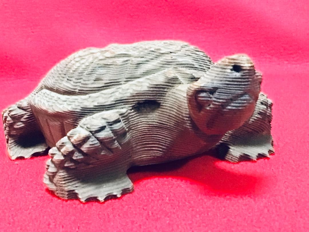 ◉逸品◉数寄屋造りの名棟梁〓平田雅哉◉一刀彫・木彫〓亀・千寿亀・蓑亀◉26cm