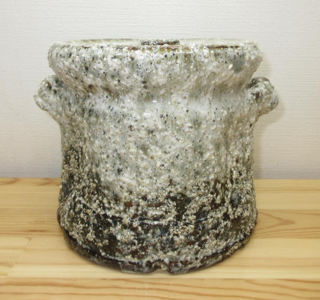 送料込【逢絢亭】茶道具 水指 瀬戸焼 萩釉 曜変水指 耳付 味下隆司 共箱入り