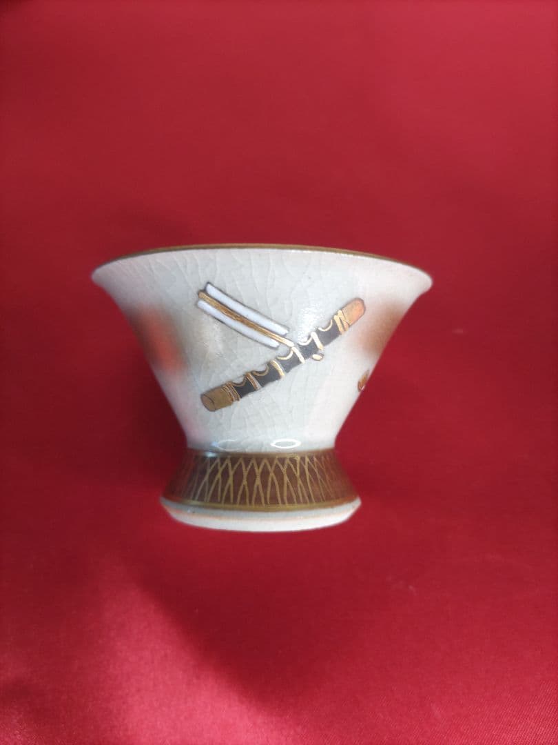 九谷焼　明治時代　希少　細字　小田清山　盃　骨董　5客セット　共箱付