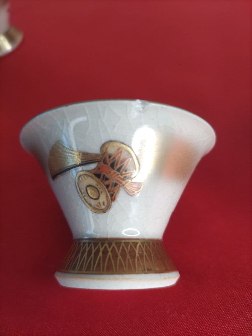 九谷焼　明治時代　希少　細字　小田清山　盃　骨董　5客セット　共箱付