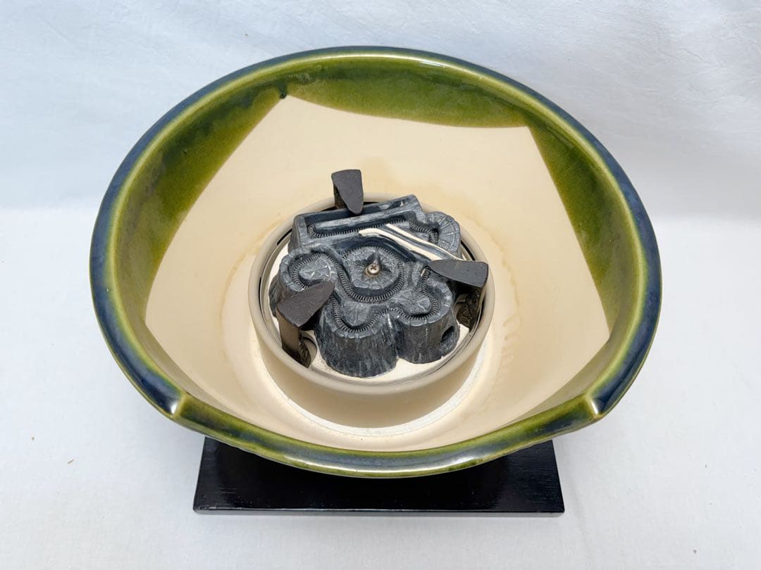 茶道具 織部 野々田商店製 風炉型 電熱器 釜2点セット 紙箱