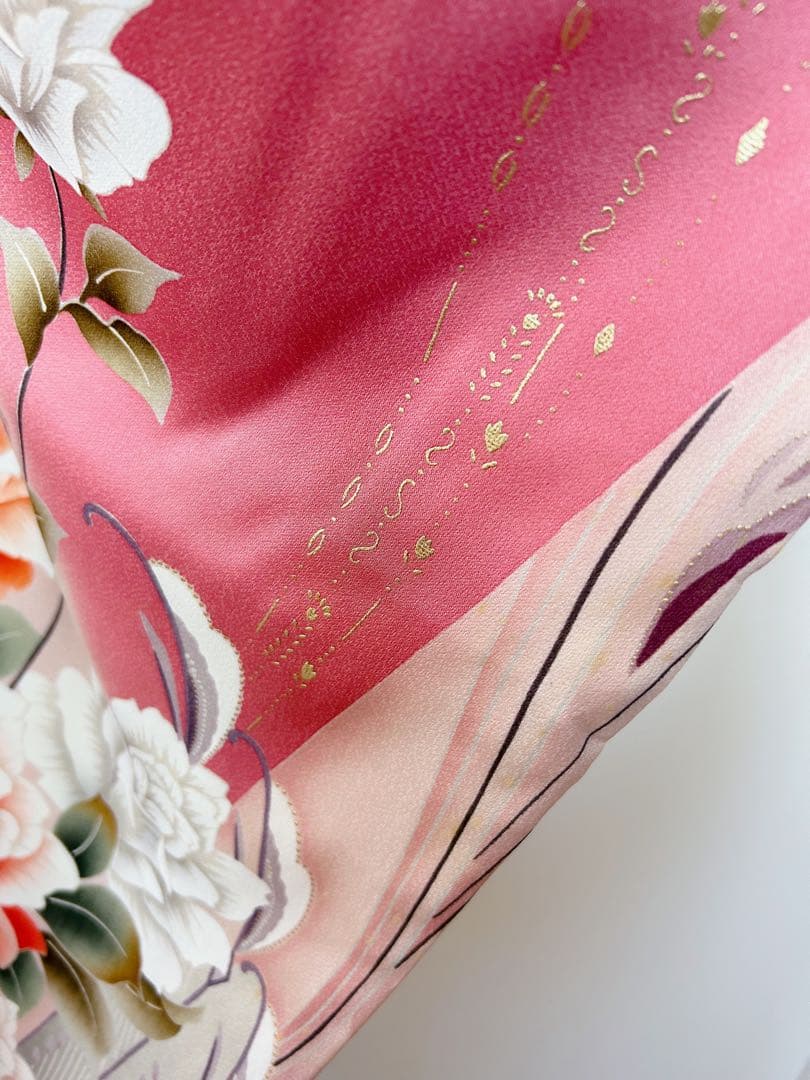 正絹振袖フルセット　豪華金彩　薔薇　パール姫　ピンク 花柄 振袖 絹
