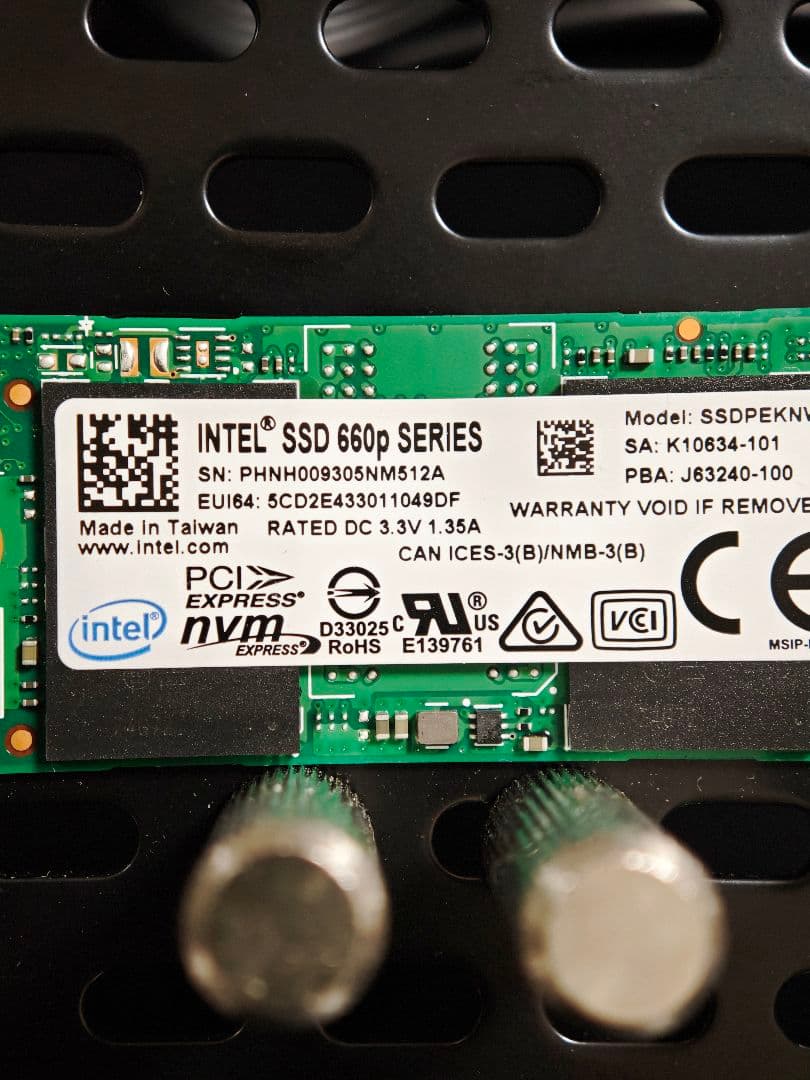 内蔵型SSD Intel 512GB NVMe M.2 SSD & HDD 1TB