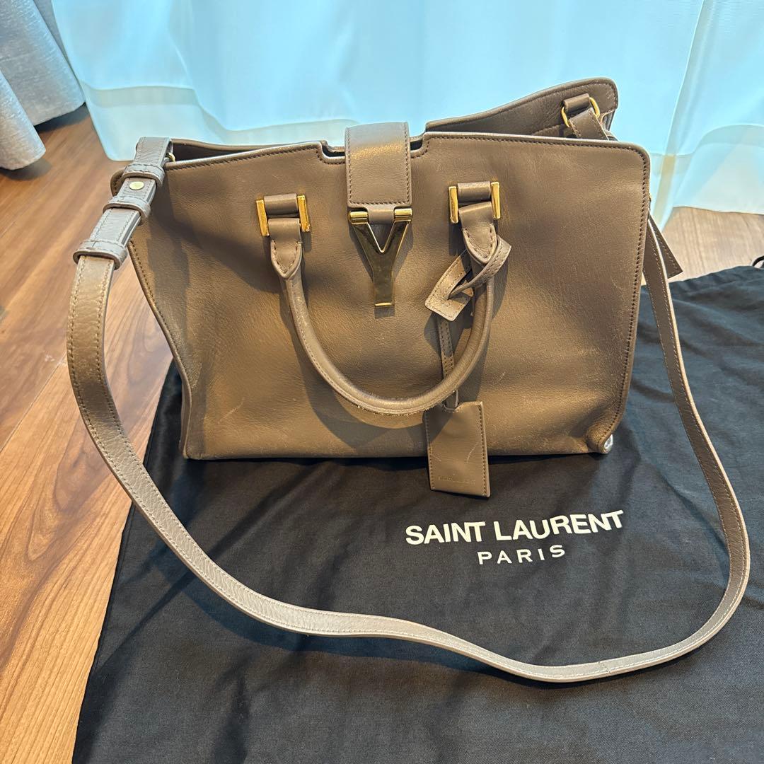 お値下げ　SAINT LAURENT グレー レザーハンドバッグ 保存袋付き
