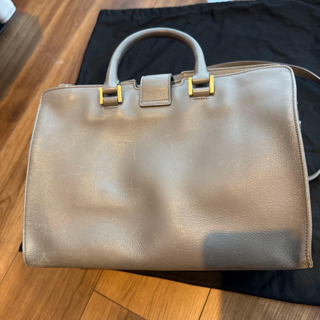 お値下げ　SAINT LAURENT グレー レザーハンドバッグ 保存袋付き