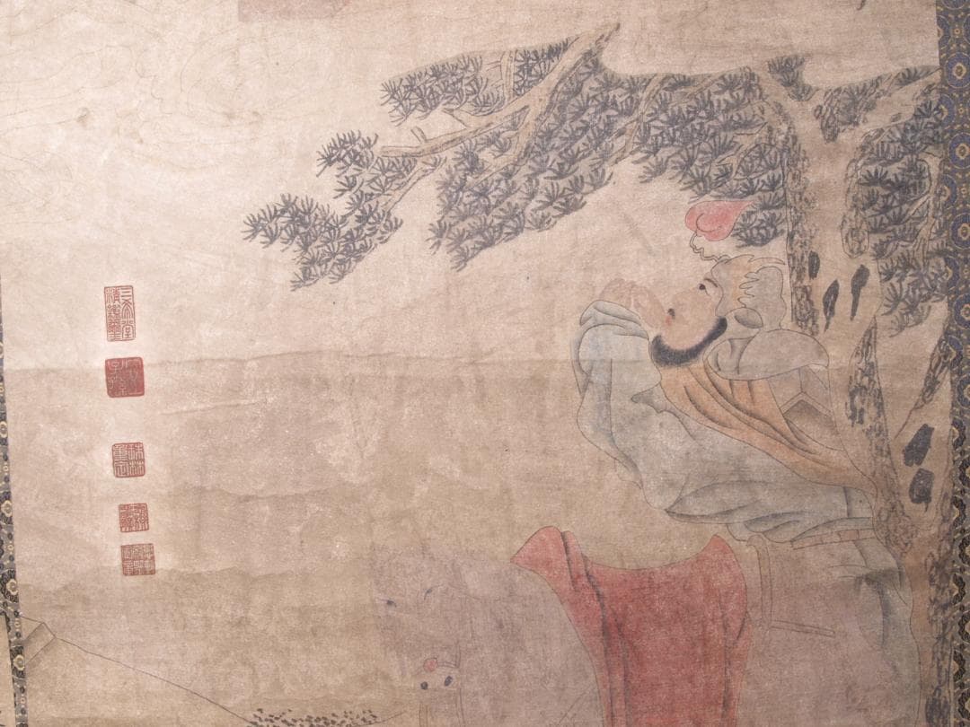 【骨董掛け軸】人物図 中国 孫位　南宋時代 　肉筆保證 　AK617A12-2