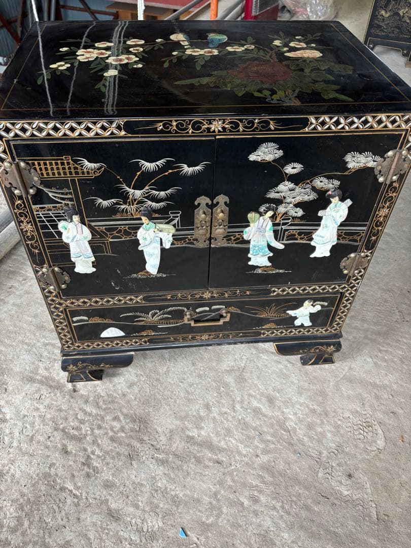 韓国 中国 唐木 螺鈿 象嵌 漆 キャビネット 箪笥