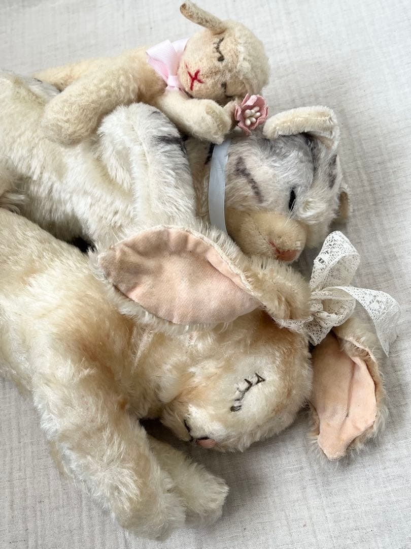 アンティーク/ヴィンテージSteiffシュタイフうさぎ猫羊ぬいぐるみテディベア