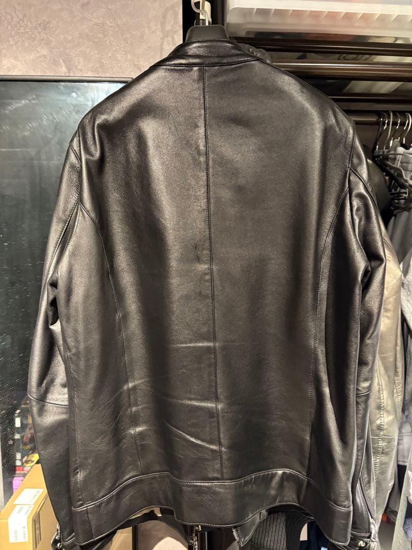 美品 ナノユニバース ラムレザー シングルライダース L