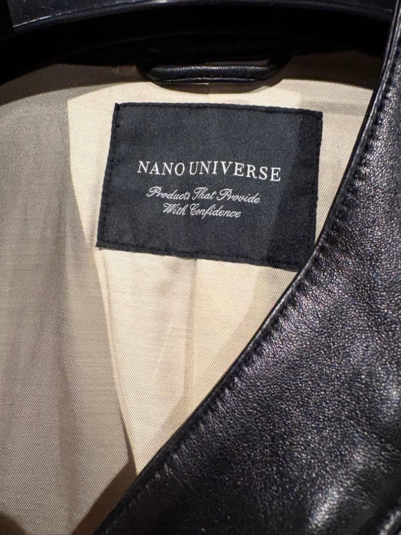 美品 ナノユニバース ラムレザー シングルライダース L