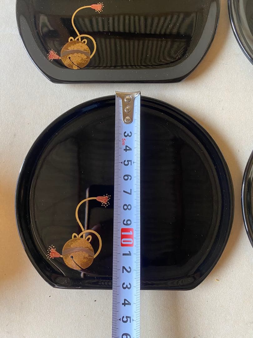 輪島塗　半月皿　長井幸夫　5枚　銘皿　菓子皿　茶道具