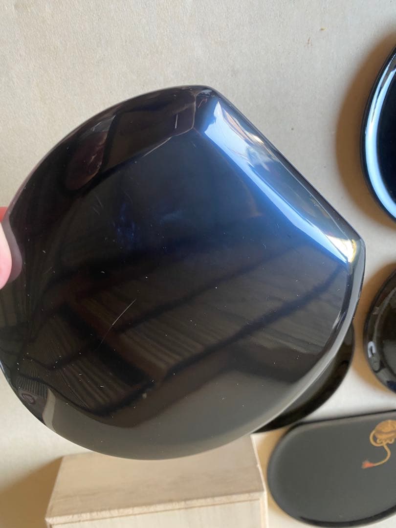 輪島塗　半月皿　長井幸夫　5枚　銘皿　菓子皿　茶道具