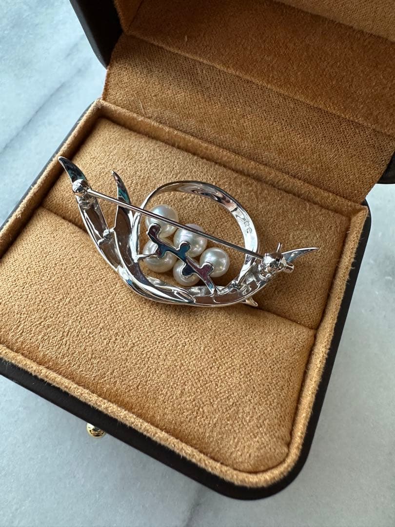 【超美品】ミキモトパールブローチシルバー