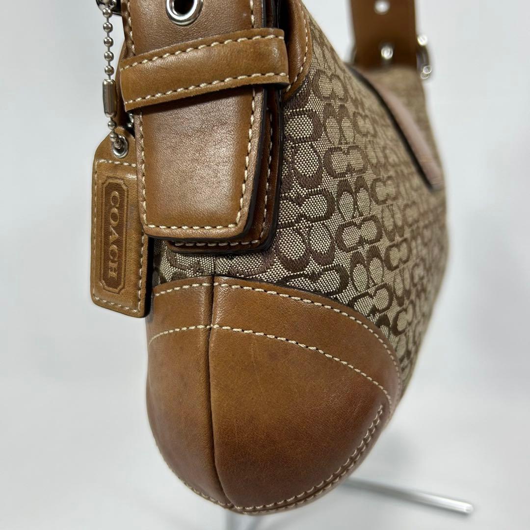 【美品】コーチ 6818 ソーホー シグネチャー ジャガー ワンハンドバッグ 茶