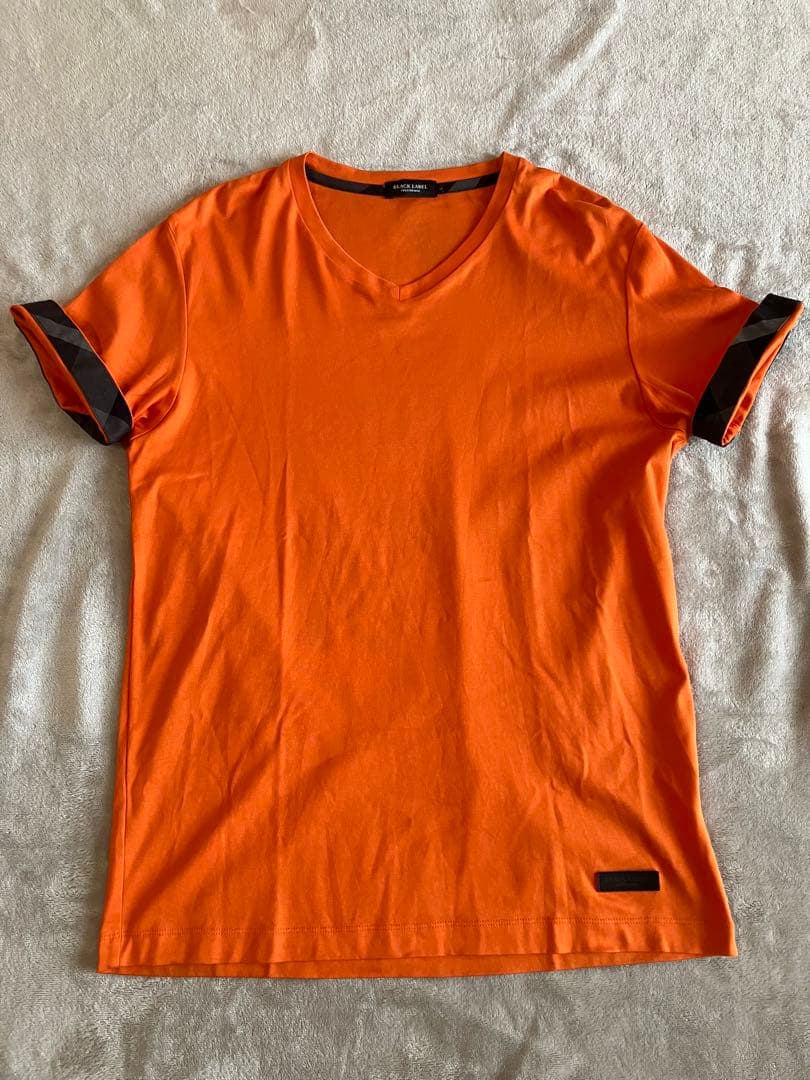 バーバリーブラックレーベルクレストブリッジ両袖内側CBチェック柄TシャツサイズL