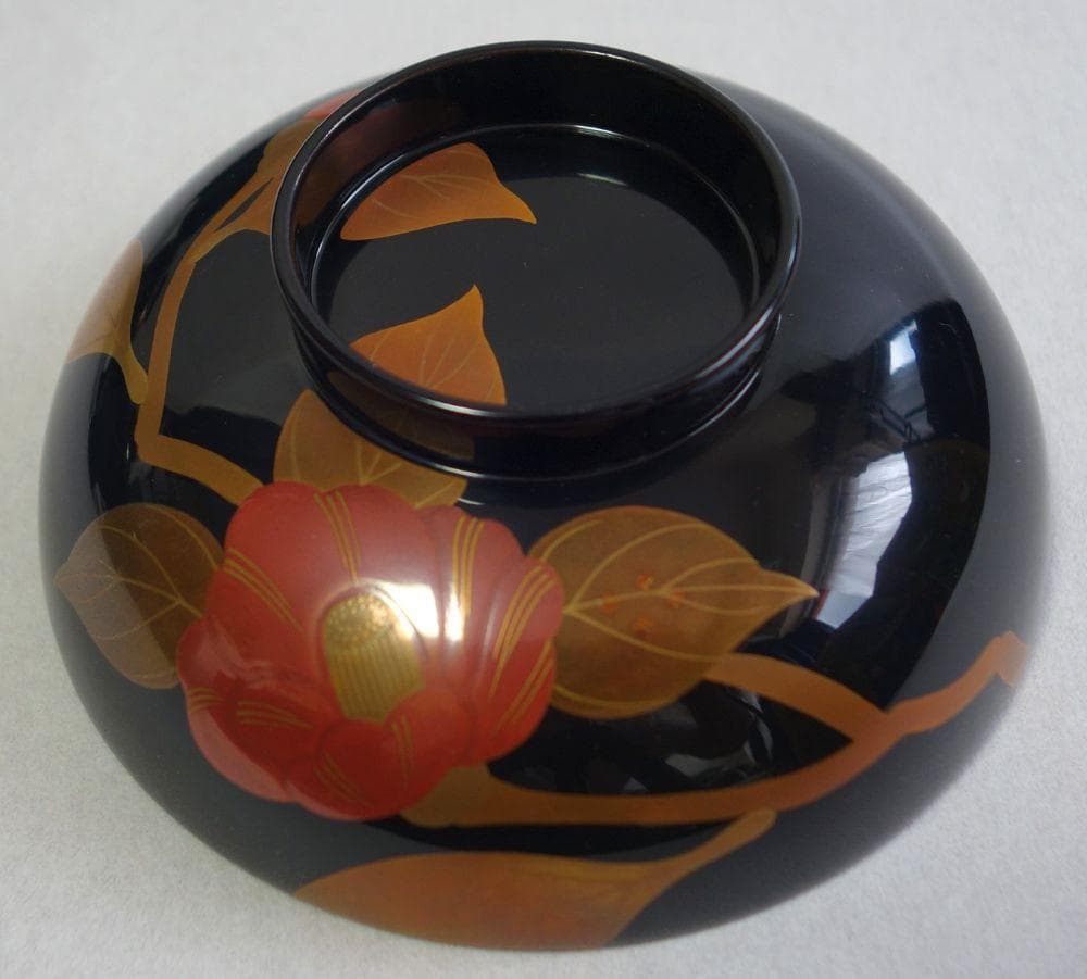 輪島塗 椿蒔絵 吸物椀５客