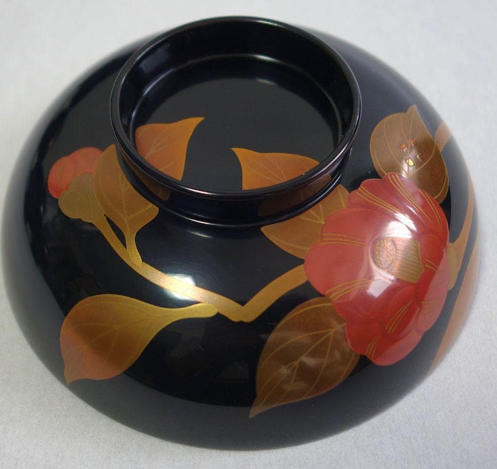 輪島塗 椿蒔絵 吸物椀５客