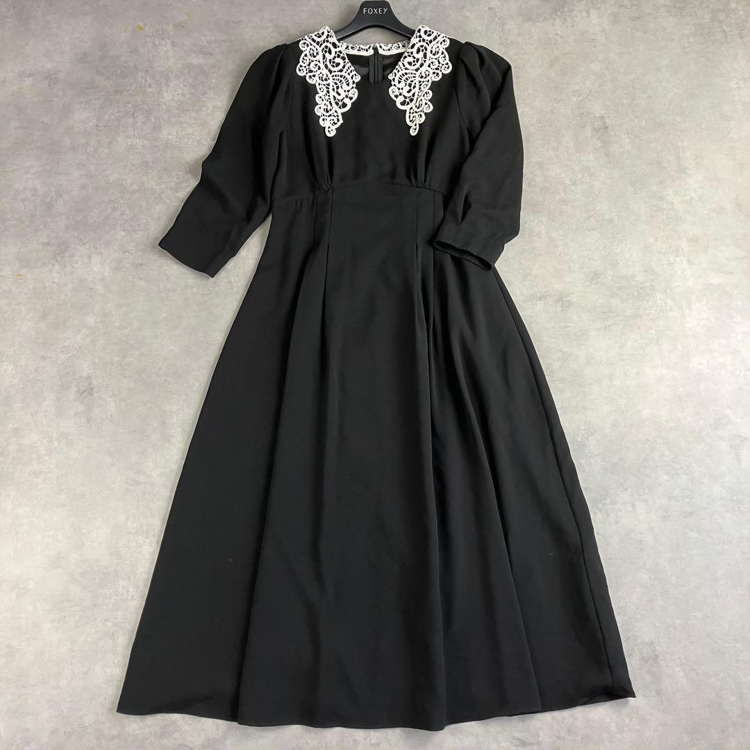 etoll. レースカラー7部袖ロングワンピース ドレス L 2way 結婚式