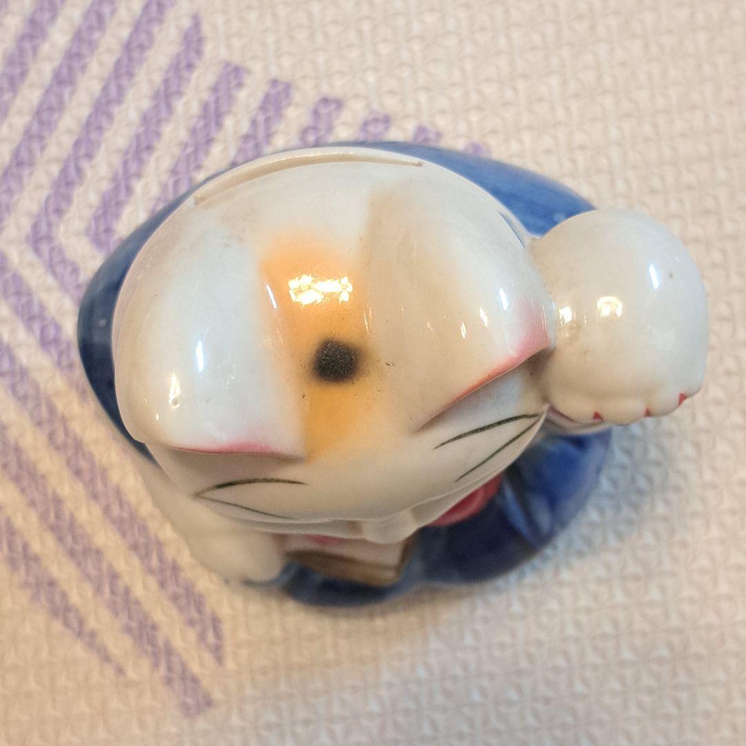 青い着物　招き猫　置物　貯金箱　陶器　まねき猫　ねこ　ヴィンテージ