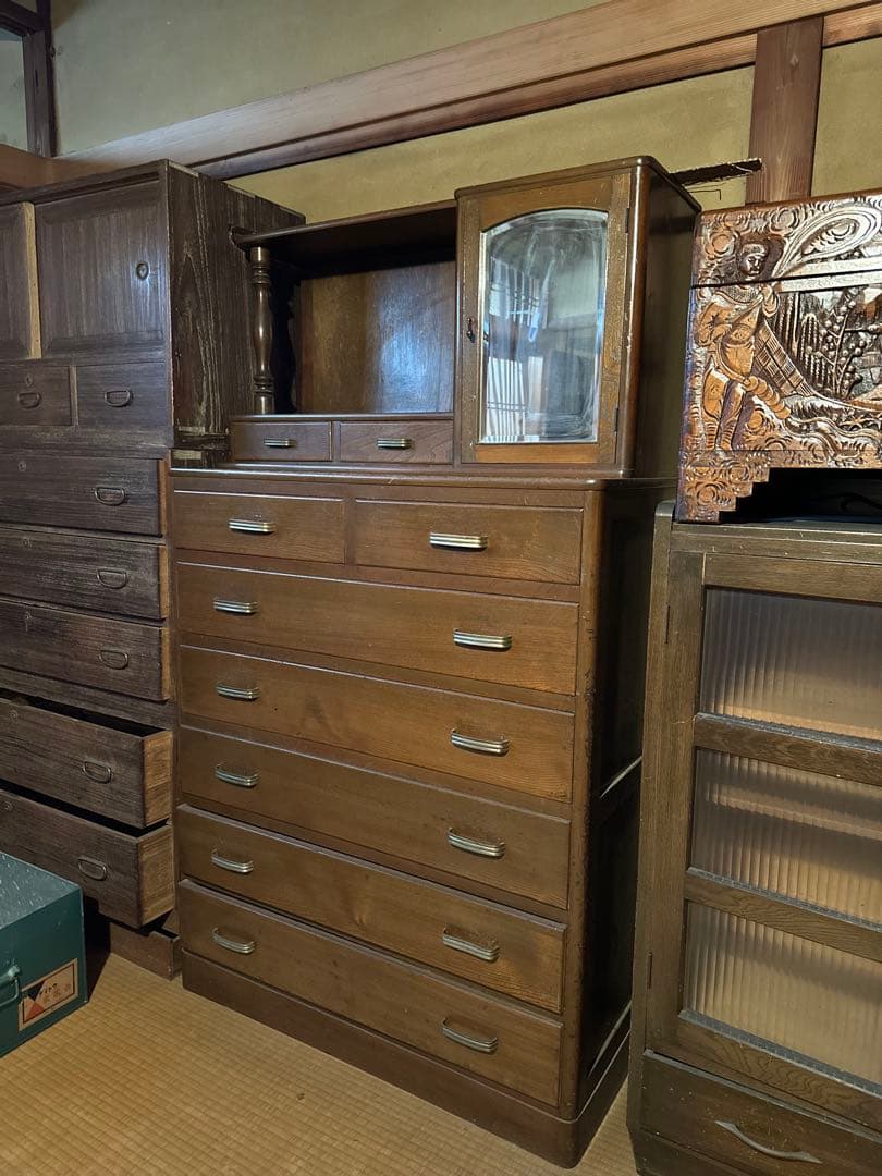 木製チェスト　アンティーク　ヴィンテージ　飾り棚　衣装タンス　箪笥　昭和レトロ