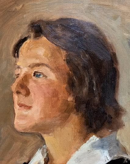 金田新治郎　婦人像　Ｆ4号　油彩画　真作