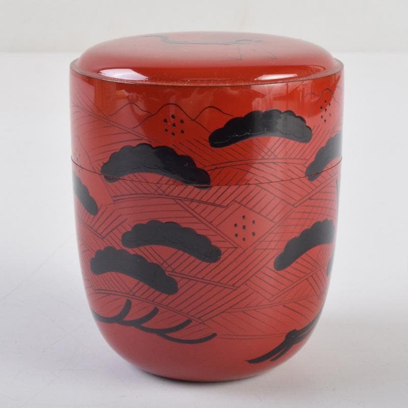 茶道具　山中塗　道場宗廣作　玄々斎好　曙棗　共箱　M　R9226