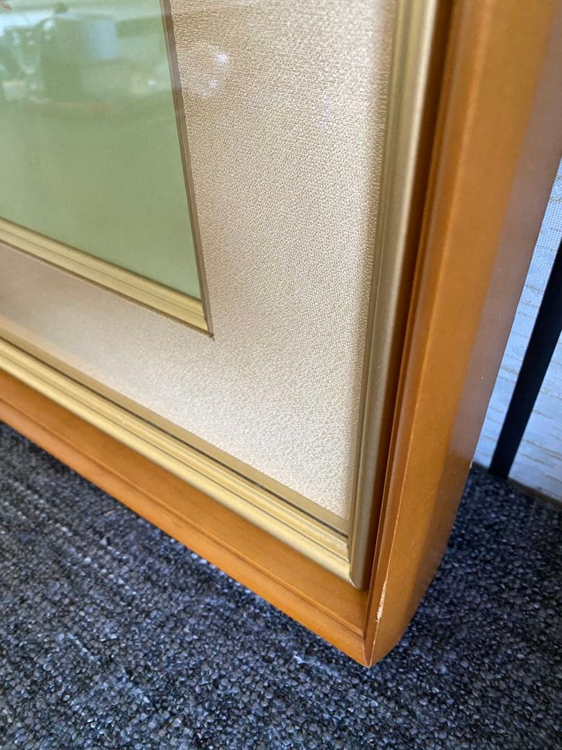 絹本　額縁　南天