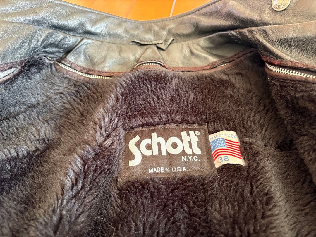 ショット schott レザージャケット ボアライナー付属 38 革　ライダース