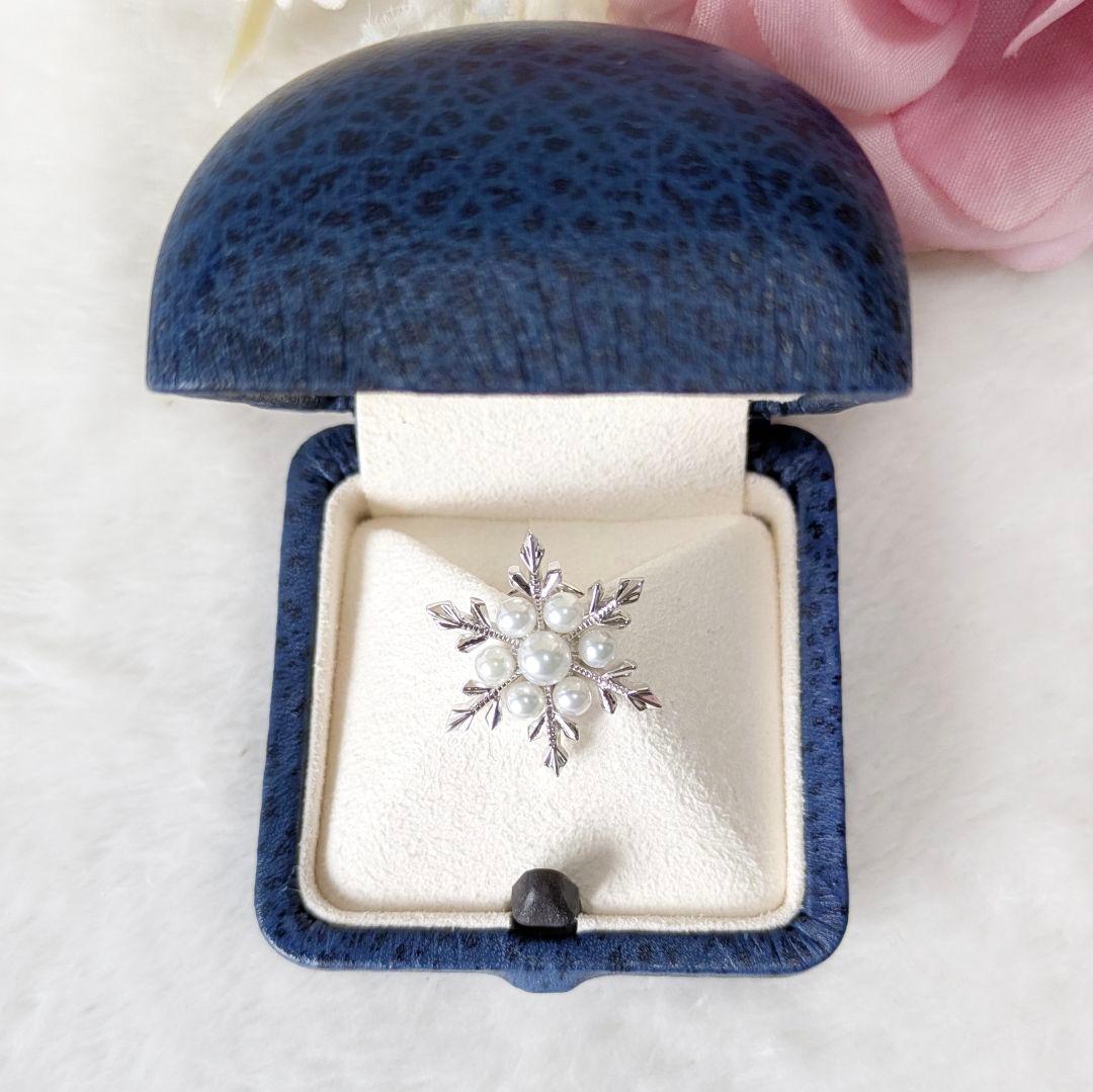 ✨ほぼ未使用✨MIKIMOTO パール7珠 ピンブローチ 雪の結晶