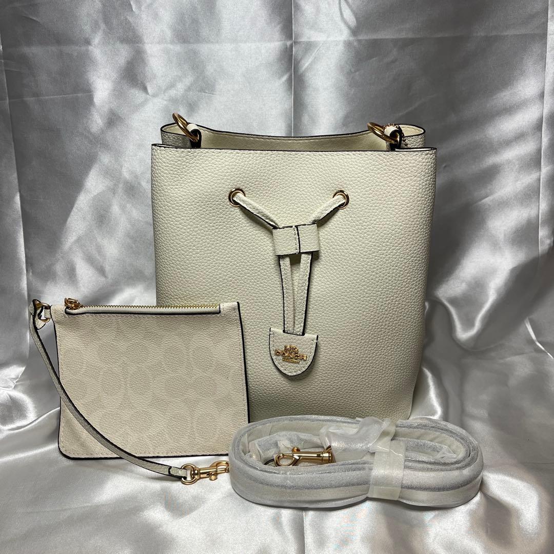 COACH コーチ ローアンバケットバッグ＋ハンドバッグ ホワイト ショルダー付