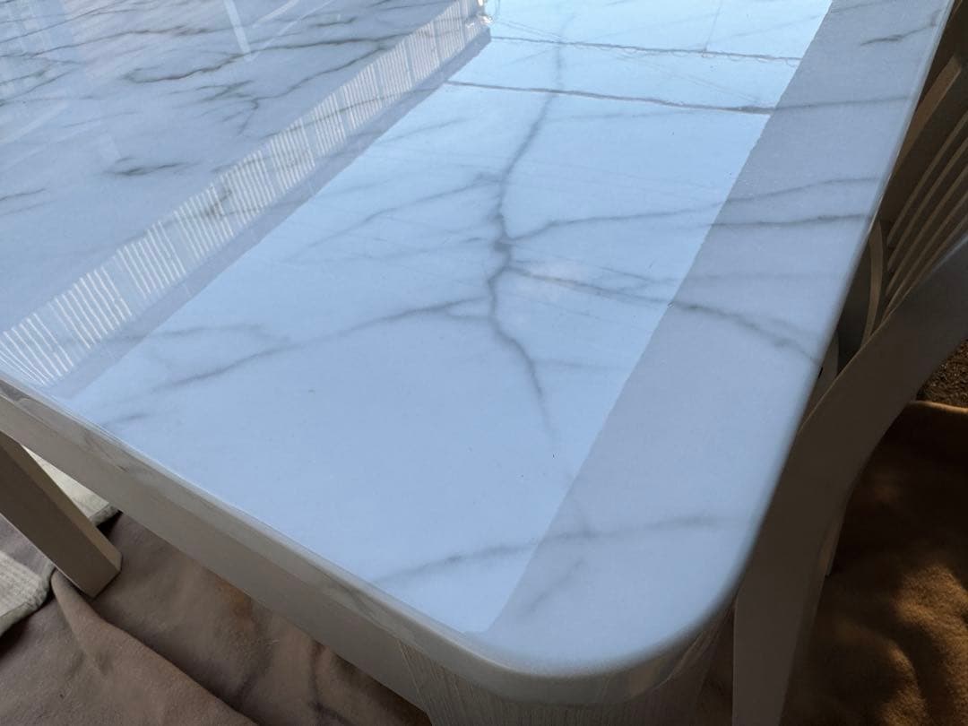 奈良発大理石柄ホワイト6人用180ダイニングテーブル チェアセット シギヤマ家具