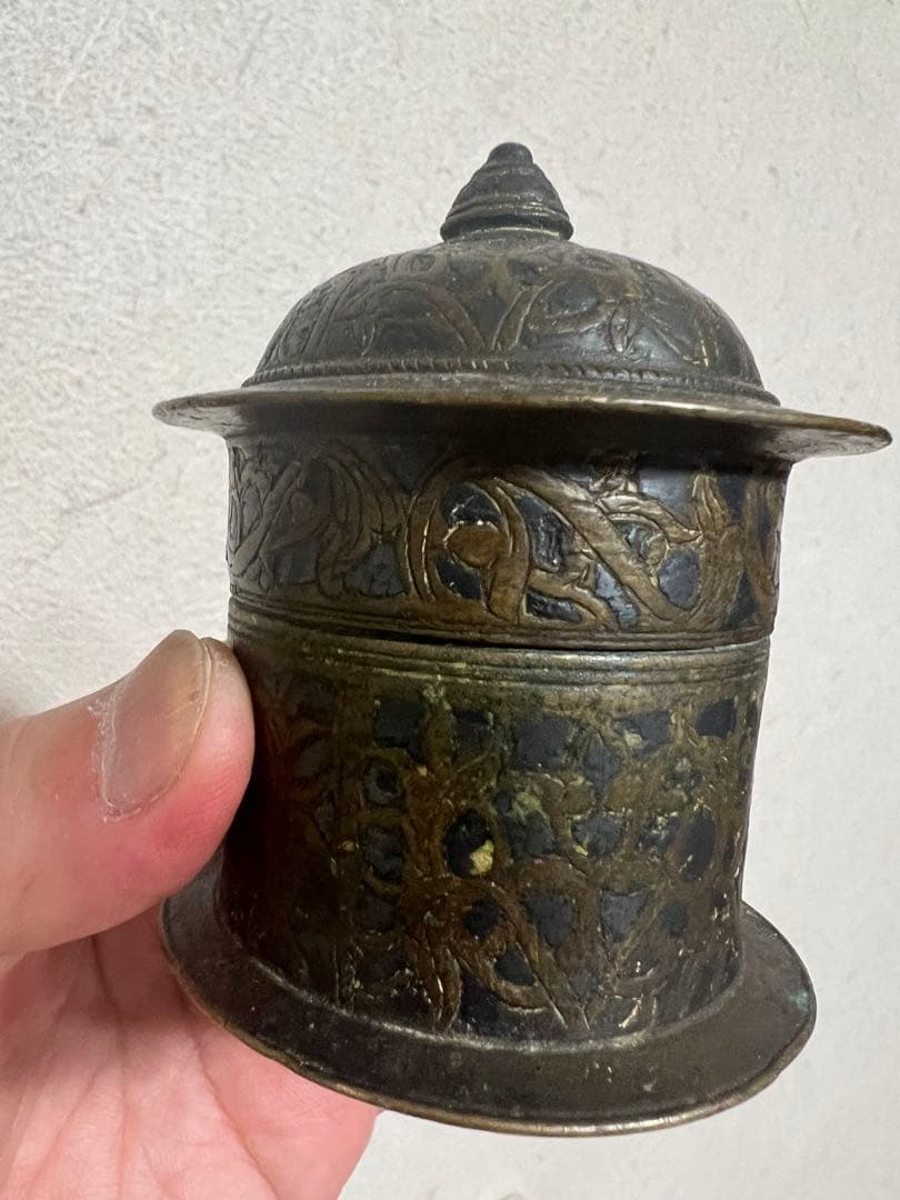 中国 密教法具 抹香 塗香用具 香筒 経筒 佐波理 仏像 仏教美術 骨董 古美術