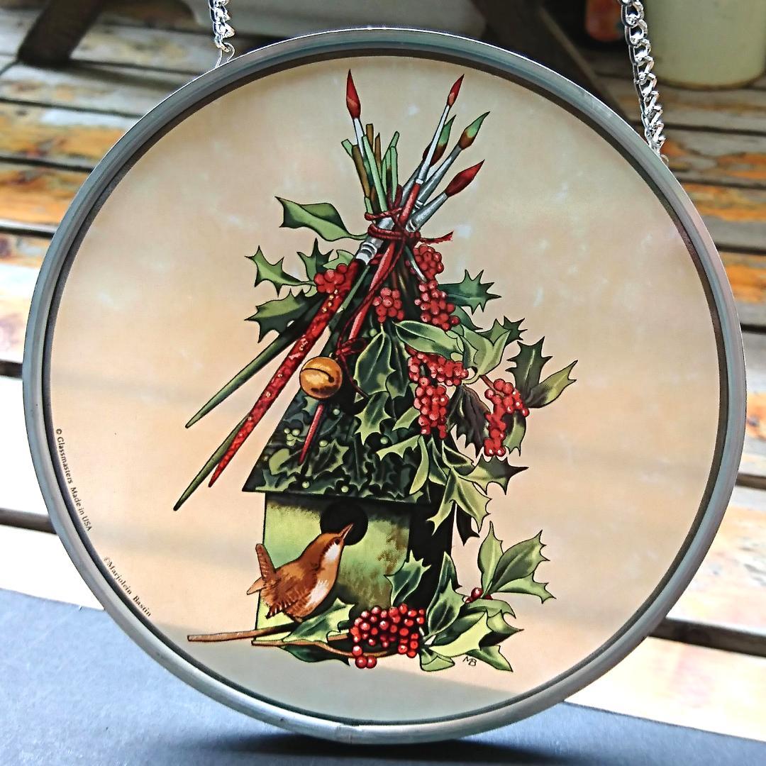 新品バスティン ステンドグラスHollyヒイラギ グラスマスターズ社 クリスマス