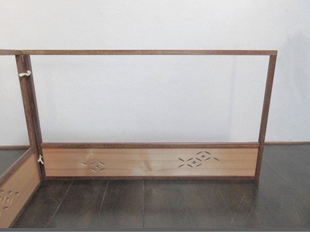 ほぼ未使用 茶道具 風炉先屏風 桑縁 透かし彫り 両面使い茶室仕切り結界 衝立