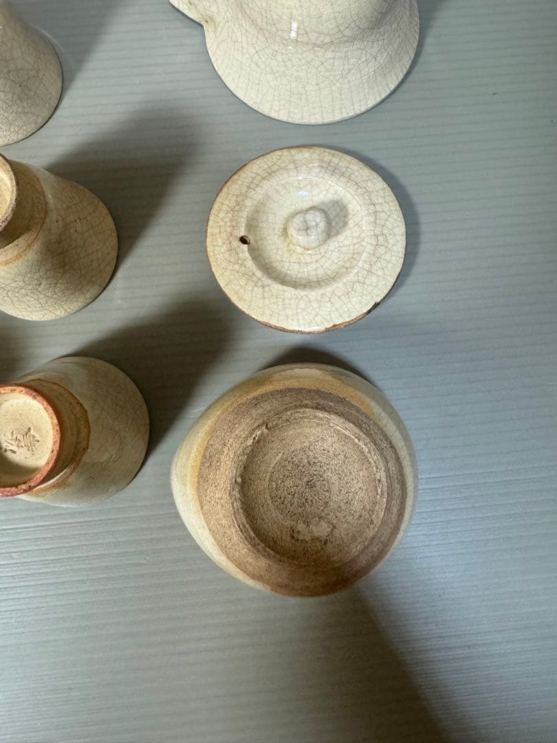 2264 十三代　坂田泥華作　萩焼　茶器セット　宝瓶1客　湯冷し1客　湯呑6客