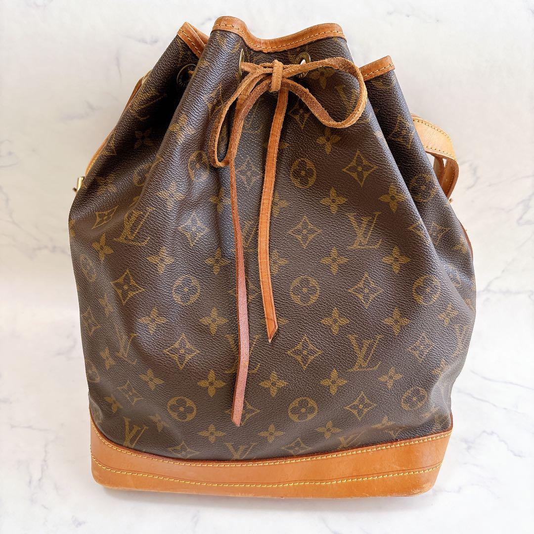 【希少】ルイヴィトン　モノグラム　巾着　ショルダーバッグ　ノエ ヌメ革