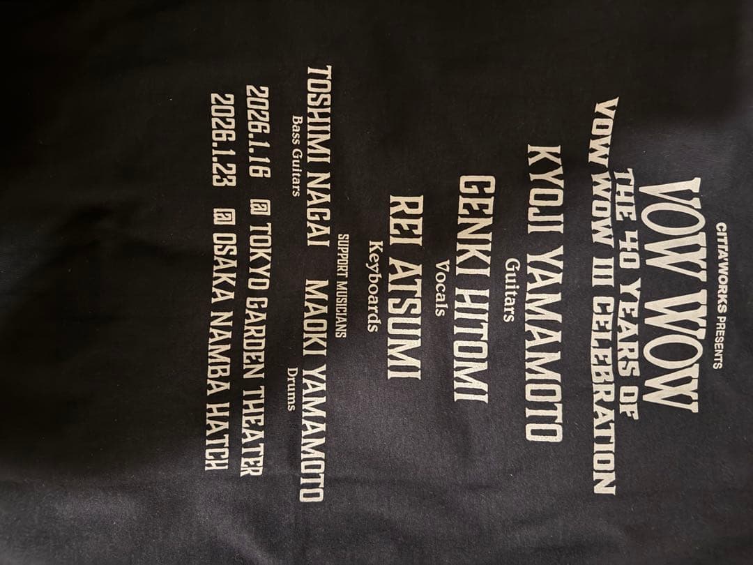 VOW WOW 40周年記念 Tシャツ ブラック XL 人見元基