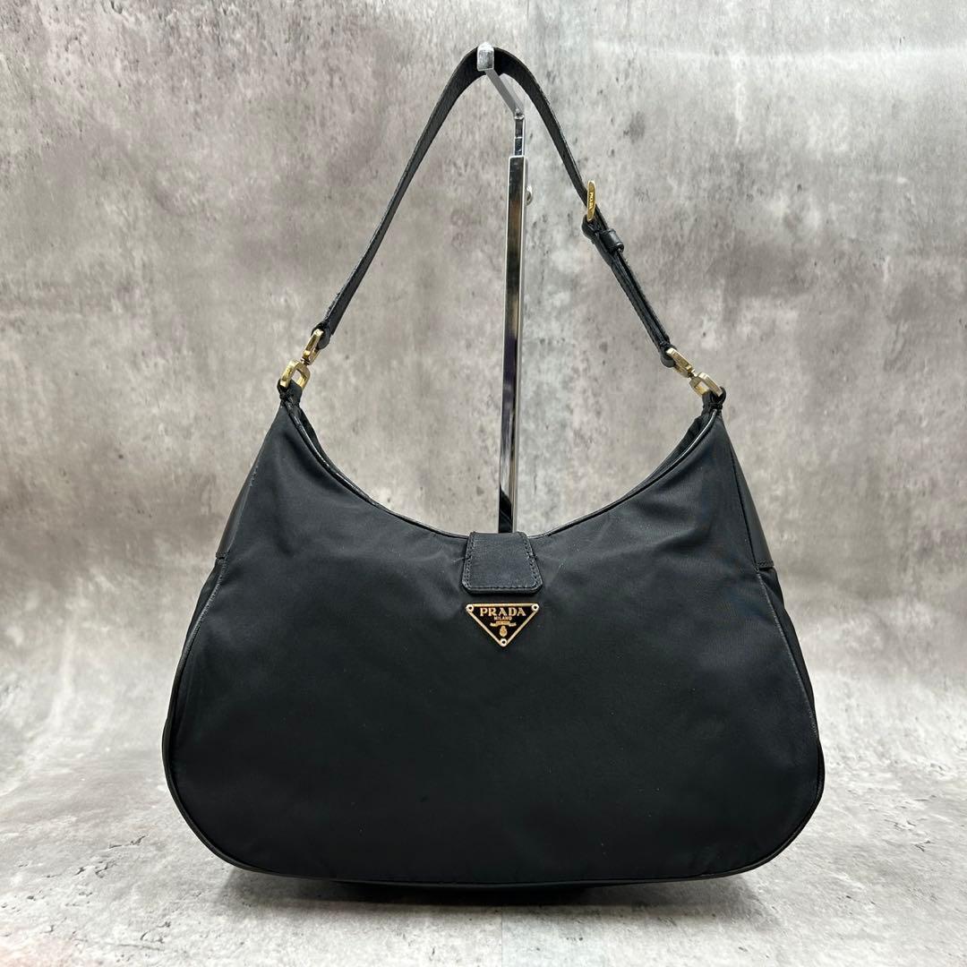 プラダ ワンショルダー 2way ハーフムーン ターンロック 三角ロゴ ネロ