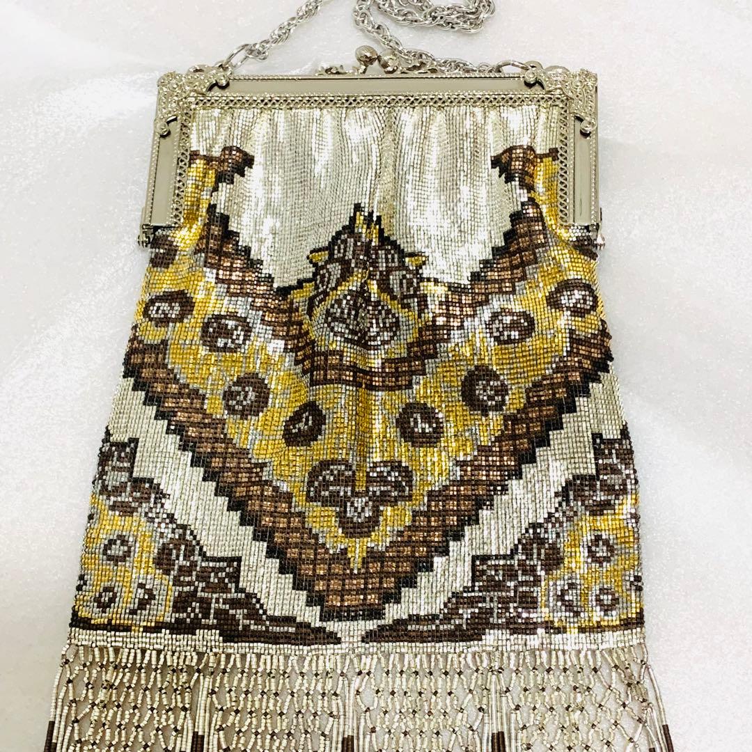 【超希少】Karat キャラット メタルビーズ バッグ チェーン 両面模様 総柄