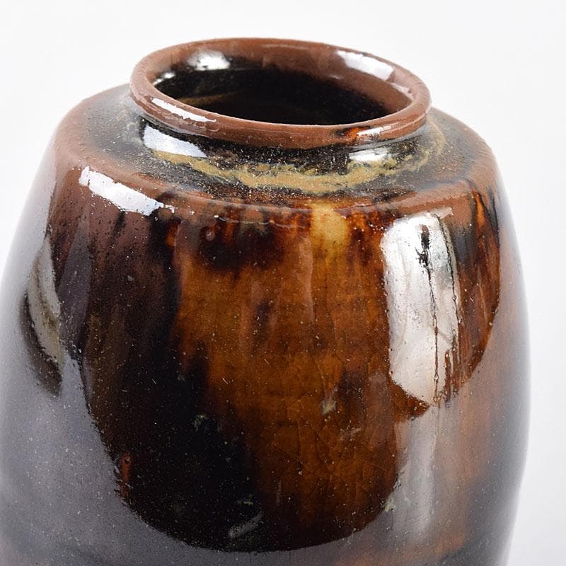 茶道具　膳所焼　陽炎園造　淡海ぜぜ　茶入　仕覆付　共箱　V　7959