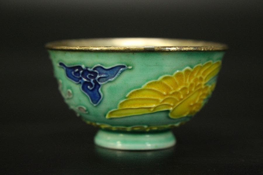 永楽焼 内銀張 徳利一対 盃五客 金生堂造 共箱 美品(A273)