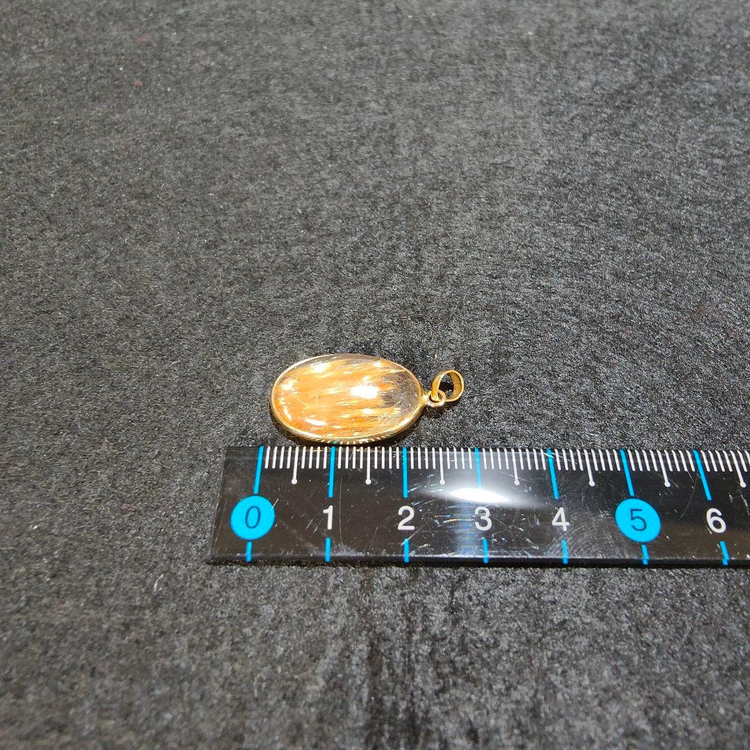3 ルチルクォーツ　18金　ペンダント　金針水晶　天然石　金運　風水　水晶　財運