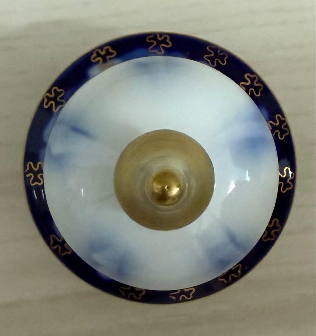 深川製磁　牡丹金ミル　台付冠付6寸飾壺　宮内庁御用達