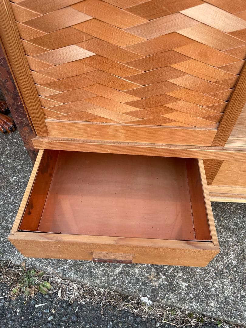 伝統工芸 茶道具　置水屋　水屋箪笥　網代引戸　茶箪笥